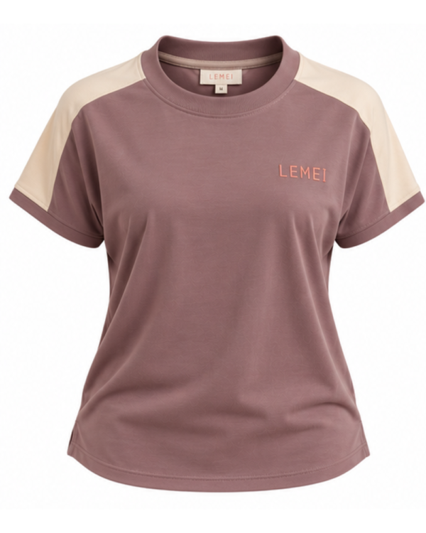 Lemei Firenze women's mauve dolman sleeve T-shirt, front view on a white background